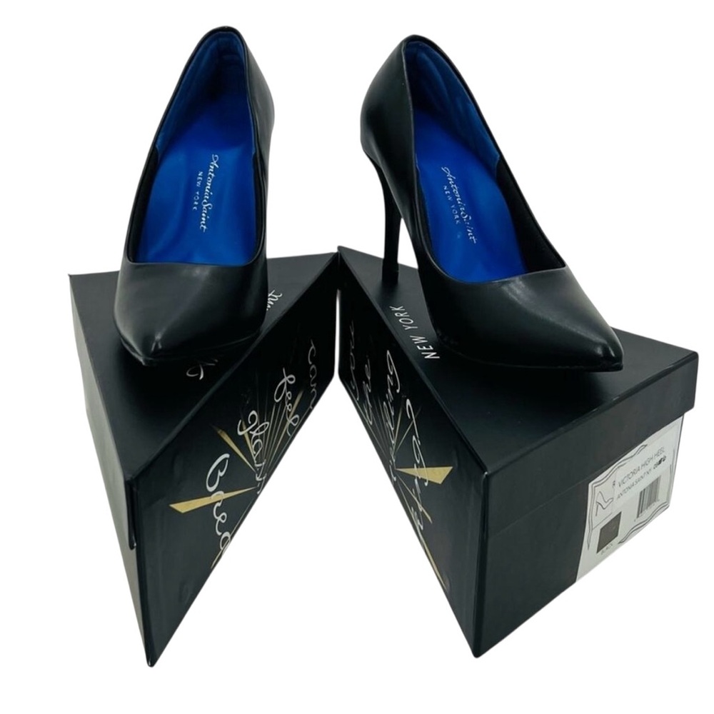 EUC ANTONIA SAINT BLACK LEATHER PUMPS IN ORIGINAL BOXES SIZE 9 - Picture 5 of 16